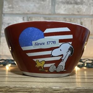 Snoopy Woodstock Peanuts Gang Patriotic Heart Red One Soup Cereal Bowl Gibson